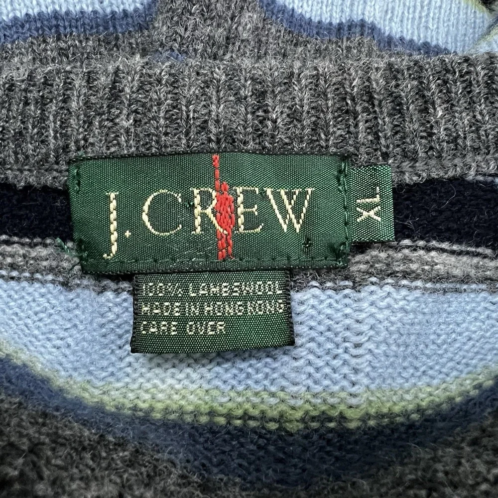 Vintage J. Crew Sweater‎ Vest Men's XL Striped Lambswool Preppy 90s Golf Grandpa